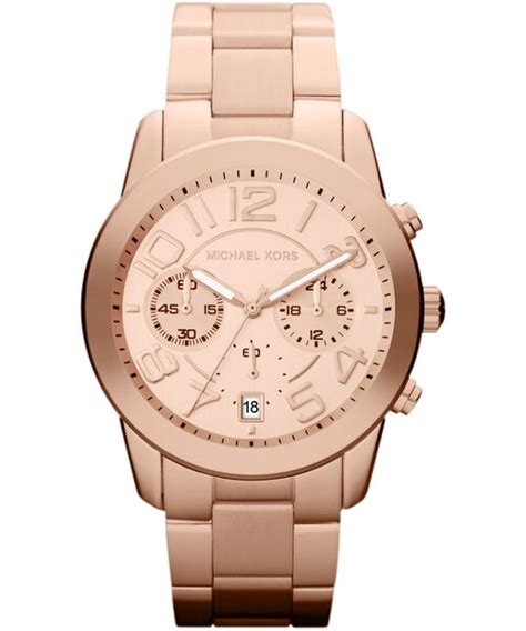 michael kors midsize rose golden stainless steel mercer chronograph watch|Michael Kors rose gold watch.